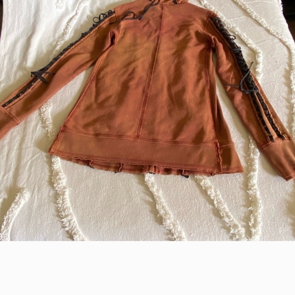 SALVAGE Y2K Corset Lace Up Sleeves Distressed Grunge Hoodie. L - Picture 7 of 12